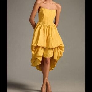 Anthropologie Strapless Yellow Dress